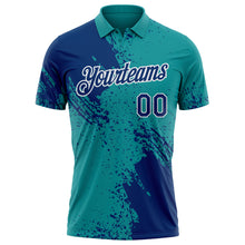 Laden Sie das Bild in den Galerie-Viewer, Custom Teal US Navy Blue-White Distressed Scratch Brush Stroke Performance Polo Shirt
