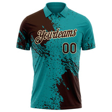 Load image into Gallery viewer, Custom Teal Brown-Cream Distressed Scratch Brush Stroke Performance Polo Shirt
