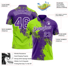 Загрузить изображение в средство просмотра галереи, Custom Purple Neon Green-White Distressed Scratch Brush Stroke Performance Polo Shirt
