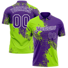 Загрузить изображение в средство просмотра галереи, Custom Purple Neon Green-White Distressed Scratch Brush Stroke Performance Polo Shirt
