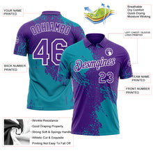 Загрузить изображение в средство просмотра галереи, Custom Purple Teal-White Distressed Scratch Brush Stroke Performance Polo Shirt
