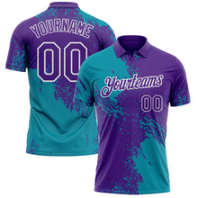 Загрузить изображение в средство просмотра галереи, Custom Purple Teal-White Distressed Scratch Brush Stroke Performance Polo Shirt
