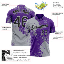Load image into Gallery viewer, Custom Purple Black-Gray Distressed Scratch Brush Stroke Performance Polo Shirt
