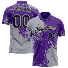 Load image into Gallery viewer, Custom Purple Black-Gray Distressed Scratch Brush Stroke Performance Polo Shirt
