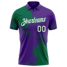 Load image into Gallery viewer, Custom Purple White-Kelly Green Distressed Scratch Brush Stroke Performance Polo Shirt
