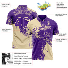 Загрузить изображение в средство просмотра галереи, Custom Purple-Cream Distressed Scratch Brush Stroke Performance Polo Shirt
