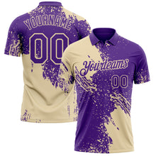 Загрузить изображение в средство просмотра галереи, Custom Purple-Cream Distressed Scratch Brush Stroke Performance Polo Shirt
