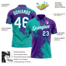Load image into Gallery viewer, Custom Purple White-Aqua Distressed Scratch Brush Stroke Performance Polo Shirt
