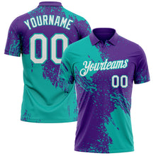 Load image into Gallery viewer, Custom Purple White-Aqua Distressed Scratch Brush Stroke Performance Polo Shirt
