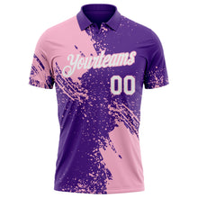 Load image into Gallery viewer, Custom Purple White-Light Pink Distressed Scratch Brush Stroke Performance Polo Shirt

