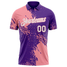 Load image into Gallery viewer, Custom Purple White-Medium Pink Distressed Scratch Brush Stroke Performance Polo Shirt
