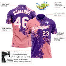 Load image into Gallery viewer, Custom Purple White-Medium Pink Distressed Scratch Brush Stroke Performance Polo Shirt
