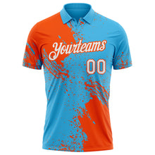 Load image into Gallery viewer, Custom Sky Blue White-Orange Distressed Scratch Brush Stroke Performance Polo Shirt
