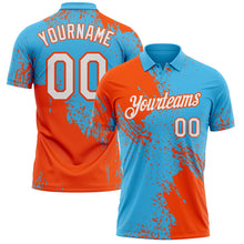 Load image into Gallery viewer, Custom Sky Blue White-Orange Distressed Scratch Brush Stroke Performance Polo Shirt
