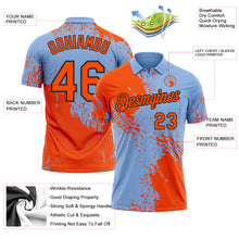 Load image into Gallery viewer, Custom Light Blue Orange-Black Distressed Scratch Brush Stroke Performance Polo Shirt
