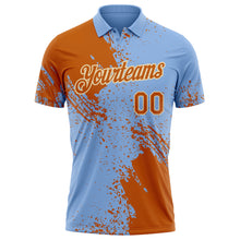 Загрузить изображение в средство просмотра галереи, Custom Light Blue Texas Orange-Cream Distressed Scratch Brush Stroke Performance Polo Shirt
