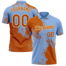 Загрузить изображение в средство просмотра галереи, Custom Light Blue Texas Orange-Cream Distressed Scratch Brush Stroke Performance Polo Shirt
