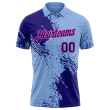 Загрузить изображение в средство просмотра галереи, Custom Light Blue Dark Purple-Pink Distressed Scratch Brush Stroke Performance Polo Shirt

