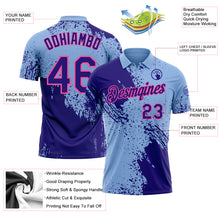 Загрузить изображение в средство просмотра галереи, Custom Light Blue Dark Purple-Pink Distressed Scratch Brush Stroke Performance Polo Shirt
