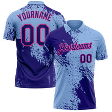 Загрузить изображение в средство просмотра галереи, Custom Light Blue Dark Purple-Pink Distressed Scratch Brush Stroke Performance Polo Shirt
