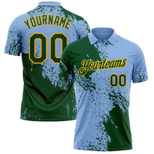 Laden Sie das Bild in den Galerie-Viewer, Custom Light Blue Green-Gold Distressed Scratch Brush Stroke Performance Polo Shirt

