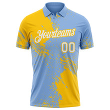 Load image into Gallery viewer, Custom Light Blue White-Yellow Distressed Scratch Brush Stroke Performance Polo Shirt
