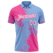 Load image into Gallery viewer, Custom Light Blue White-Pink Distressed Scratch Brush Stroke Performance Polo Shirt
