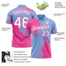 Load image into Gallery viewer, Custom Light Blue White-Pink Distressed Scratch Brush Stroke Performance Polo Shirt
