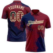 Загрузить изображение в средство просмотра галереи, Custom Crimson Vintage USA Flag Navy-Cream Distressed Scratch Brush Stroke Performance Polo Shirt

