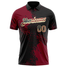 Загрузить изображение в средство просмотра галереи, Custom Black Vintage USA Flag Crimson-Cream Distressed Scratch Brush Stroke Performance Polo Shirt
