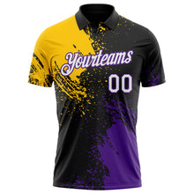Load image into Gallery viewer, Custom Black White Yellow-Purple Distressed Scratch Brush Stroke Performance Polo Shirt
