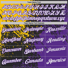 Load image into Gallery viewer, Custom Black White Yellow-Purple Distressed Scratch Brush Stroke Performance Polo Shirt
