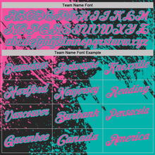 Laden Sie das Bild in den Galerie-Viewer, Custom Black Pink-Aqua Distressed Scratch Brush Stroke Performance Polo Shirt
