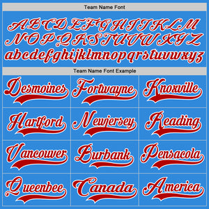 Custom Sky Blue Red-White Hockey Lace Neck Jersey