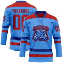 Charger l&#39;image dans la galerie, Custom Sky Blue Red-Royal Hockey Lace Neck Jersey
