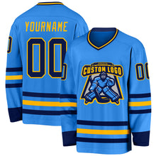 Charger l&#39;image dans la galerie, Custom Powder Blue Navy-Gold Hockey Jersey
