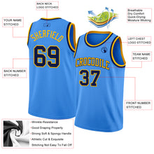 Laden Sie das Bild in den Galerie-Viewer, Custom Powder Blue Navy-Gold Authentic Basketball Jersey
