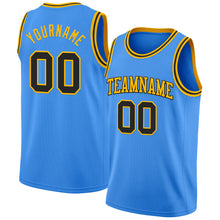 Laden Sie das Bild in den Galerie-Viewer, Custom Powder Blue Black-Gold Authentic Basketball Jersey
