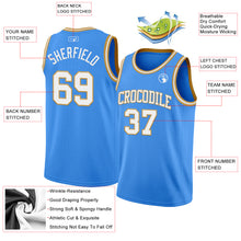 Загрузить изображение в средство просмотра галереи, Custom Powder Blue White-Old Gold Authentic Basketball Jersey
