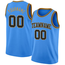 Laden Sie das Bild in den Galerie-Viewer, Custom Powder Blue Black-Old Gold Authentic Basketball Jersey
