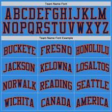 Laden Sie das Bild in den Galerie-Viewer, Custom Powder Blue Navy-Orange Authentic Basketball Jersey
