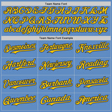 Load image into Gallery viewer, Custom Powder Blue Navy-Yellow Authentic Baseball Jersey
