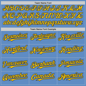 Custom Powder Blue Navy-Yellow Authentic Baseball Jersey