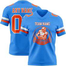 Load image into Gallery viewer, Custom Powder Blue Orange-White Authentic Football Jersey
