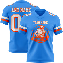 Laden Sie das Bild in den Galerie-Viewer, Custom Powder Blue White-Orange Authentic Football Jersey
