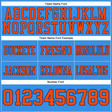 Load image into Gallery viewer, Custom Powder Blue Orange-Royal Authentic Football Jersey
