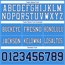Load image into Gallery viewer, Custom Powder Blue Navy-White Authentic Football Jersey
