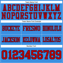 Load image into Gallery viewer, Custom Powder Blue Red-Navy Authentic Football Jersey
