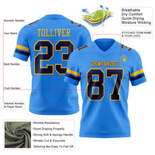 Load image into Gallery viewer, Custom Powder Blue Navy-Gold Authentic Football Jersey
