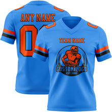 Load image into Gallery viewer, Custom Powder Blue Orange-Black Authentic Football Jersey
